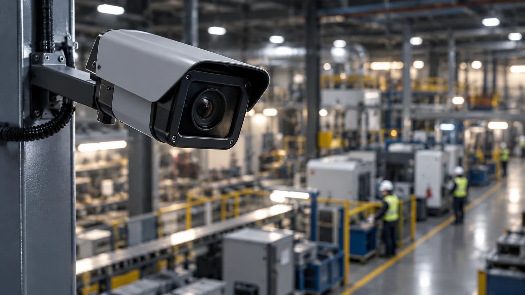 Cámara de seguridad orientada a una zona industrial
