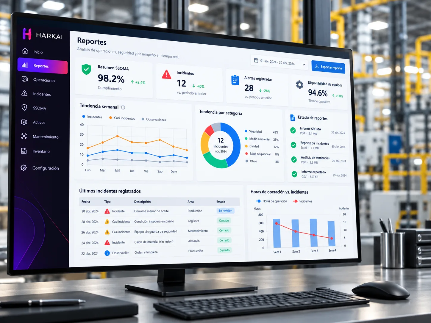 Panel HARKAI con evidencia e información registrada