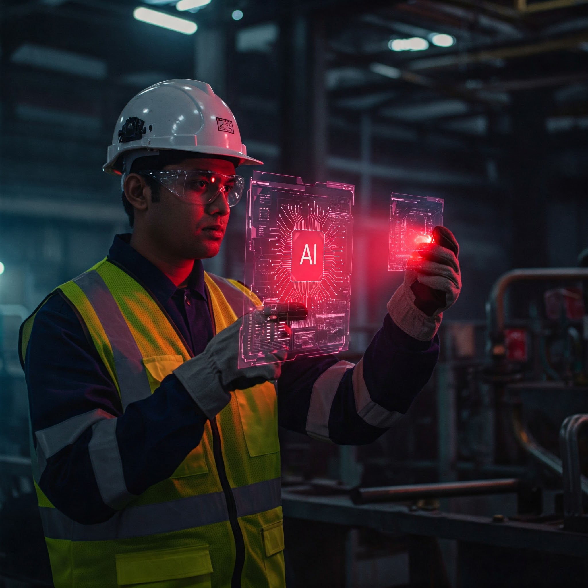 Trabajador con alerta de IA